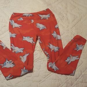 Rare LulaRoe flying pig OS leggings